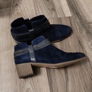 Clarks Navy Suede Ankle Boots